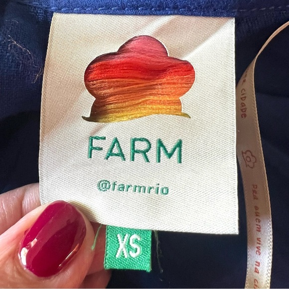 Farm Rio Blue Linen Halter Back Wide Leg Pleated Jumpsuit Women’s XS - Picture 15 of 16